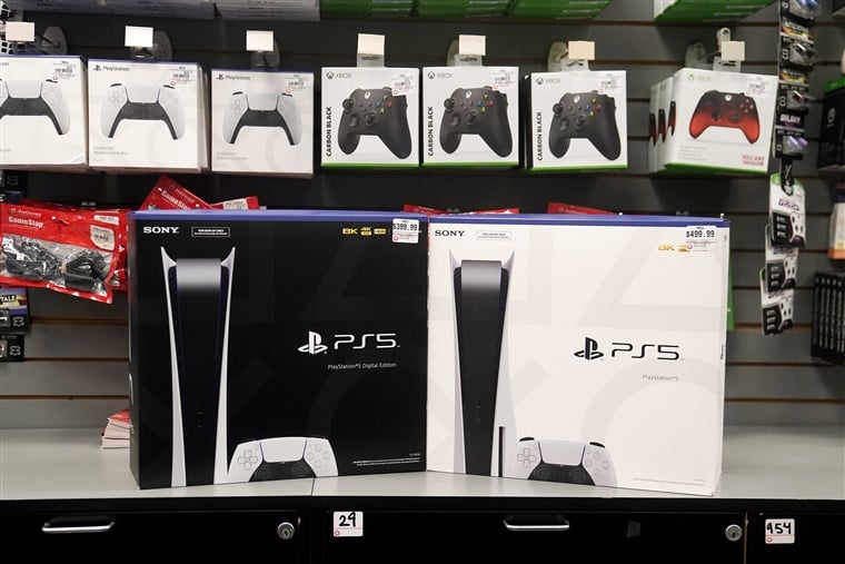 PS5 on unnamed store shelves.