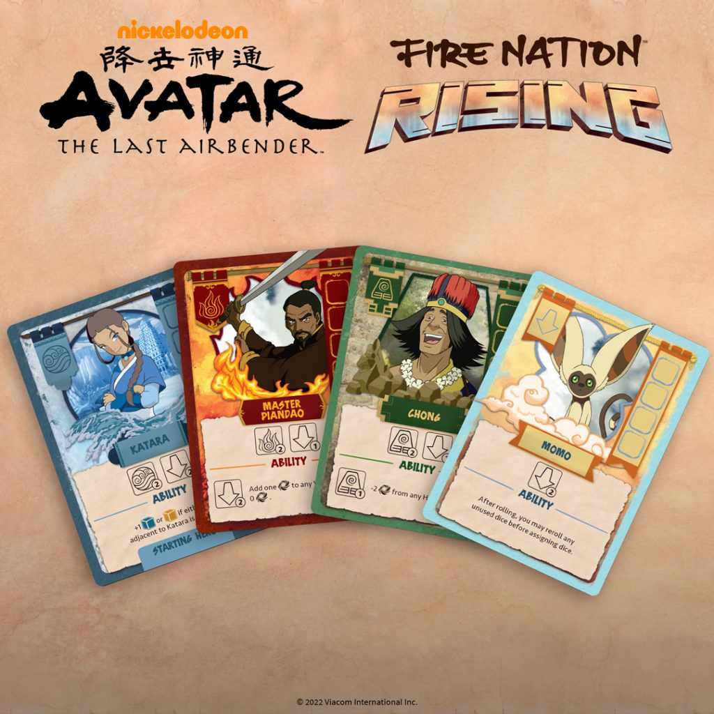 "Avatar: The Last Airbender Fire Nation Rising" selection of Hero cards.