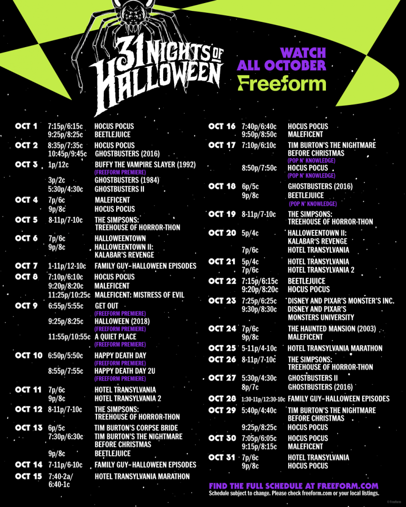 31 Nights of Halloween Freeform 2022 lineup
