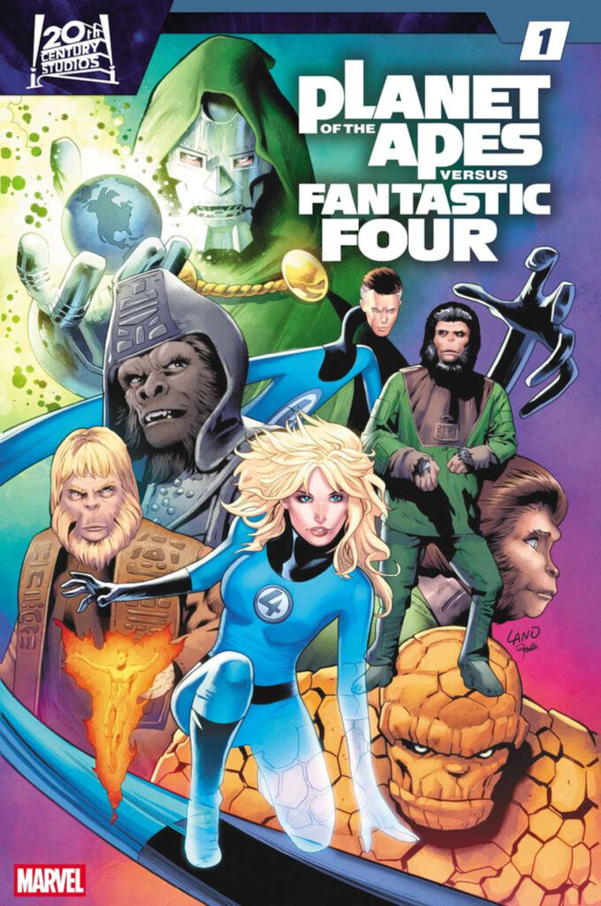 The cover art for Issue 1 of Planet of the Apes versus The Fantastic Four.