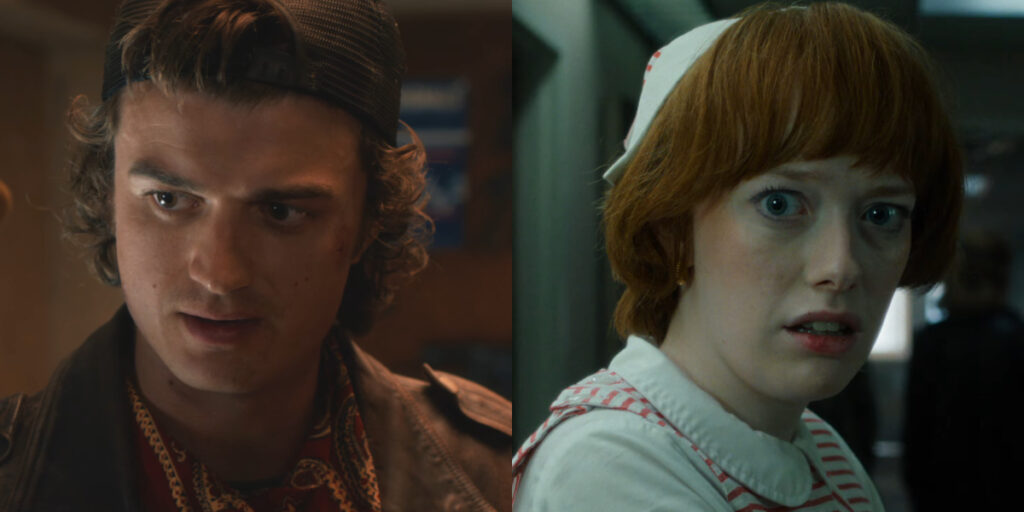 Joe Keery and Amybeth McNulty, pictured side by side, in Stranger Things 5, Vol. 2.