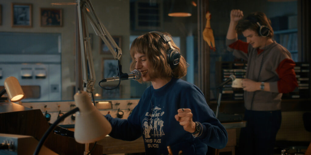 Maya Hawke and Joe Keery joyfully operate the radio station in Stranger Things 5 (Vol. 1).