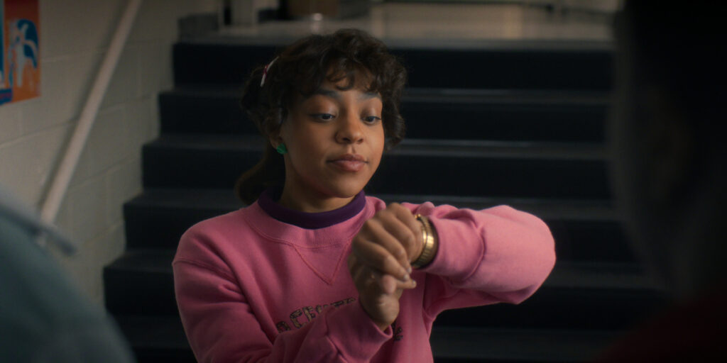 Priah Ferguson impatiently checks her watch in Stranger Things 5 (Vol 1).
