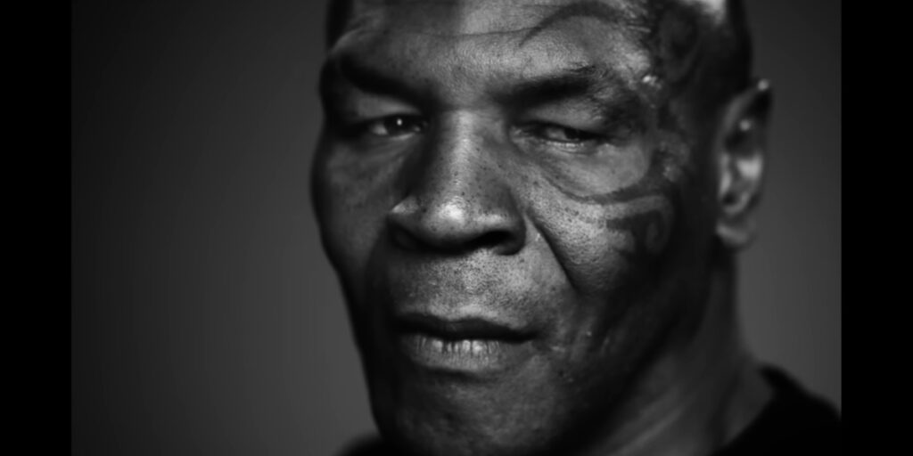 Mike Tyson looking upset during the Super Bowl LX MAHA ad.