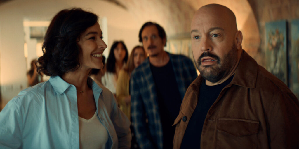 Nicole Grimaudo smiles as she looks at an emotional Kevin James in Solo Mio.