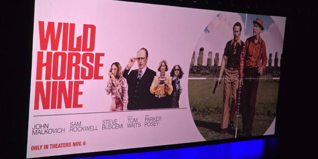 A slide featuring the title card for Wild Horse Nine at Disney CinemaCon 2026's panel.