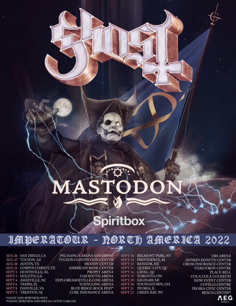 Ghost Announces Summer 2022 Tour Dates Featuring Mastodon 